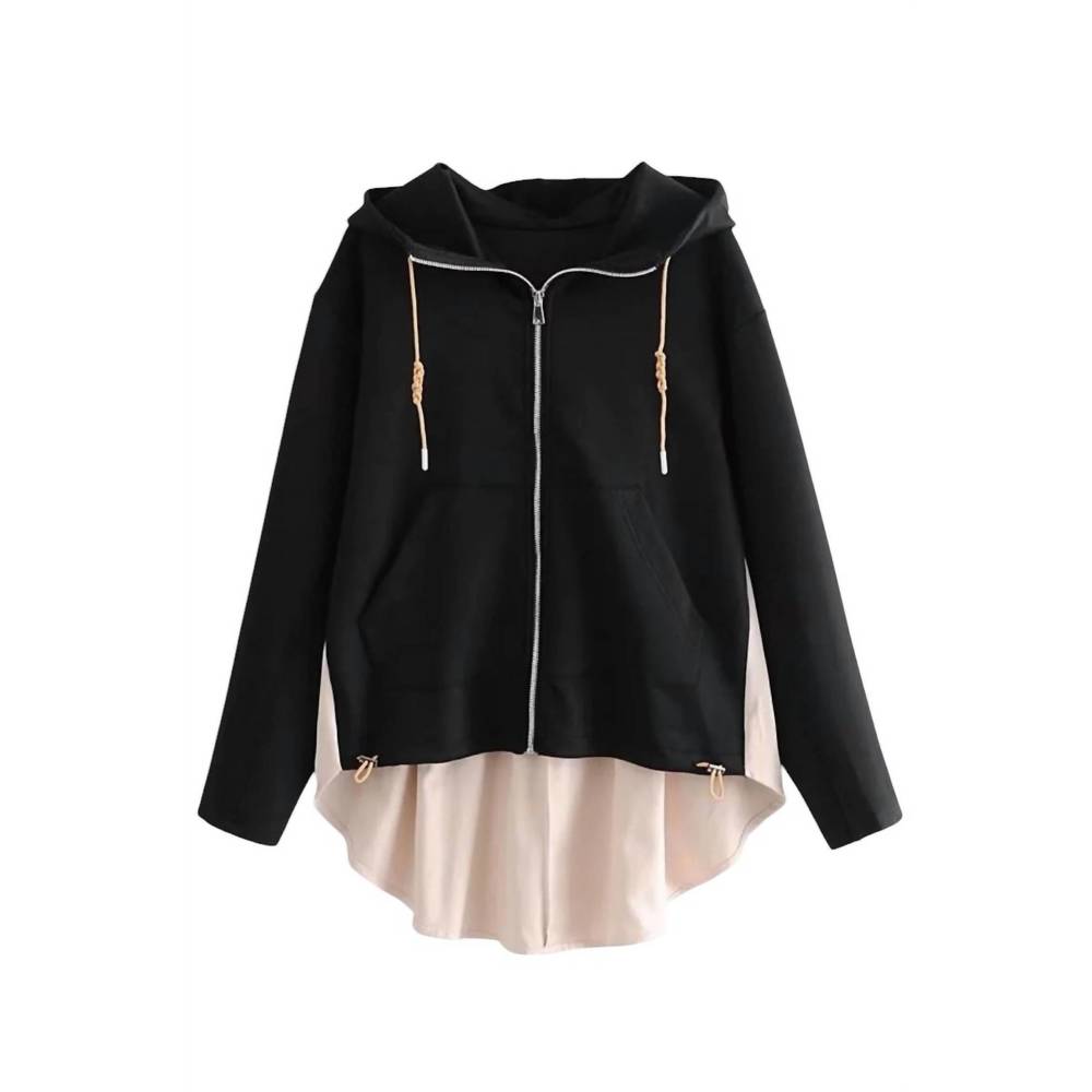 NEW SUNDAYUP mckenna contrast front zipper hoodie jacket in black